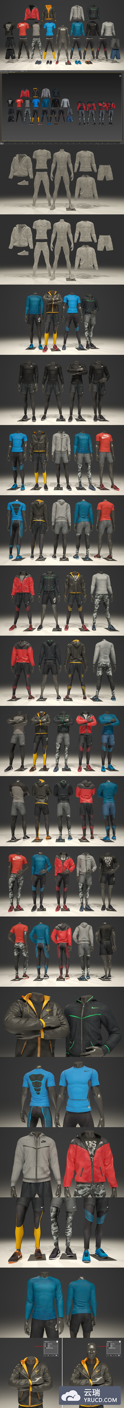 耐克NIKE服装店运动男装模特样机展示模型mockups(3D MAX)