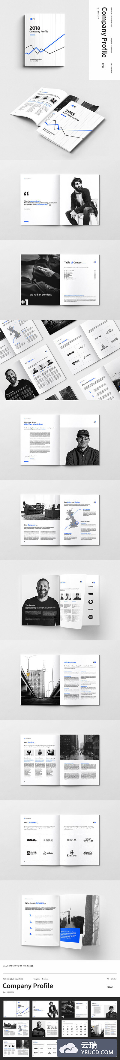 高端的时尚商务公司简介企业画册手册楼书InDesign设计模板