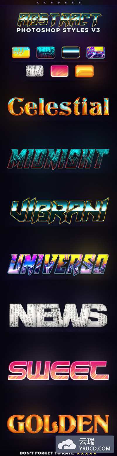 时尚高端的3D立体抽象photoshop图层样式大集合