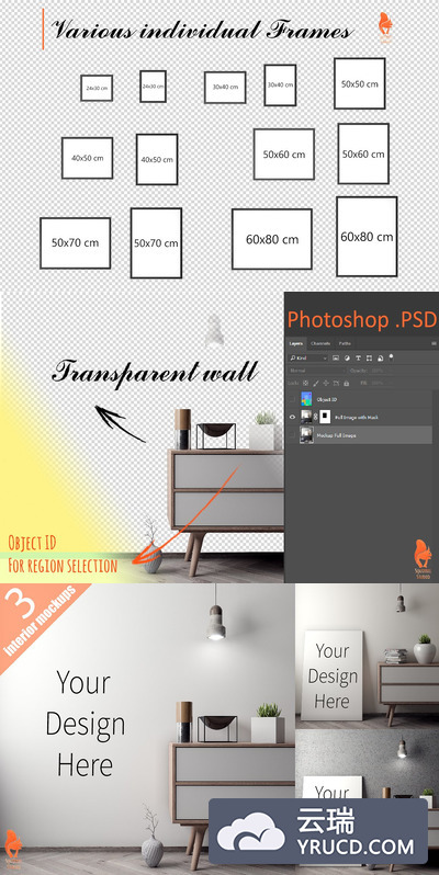 高端工作场景海报样机展示模型mockups