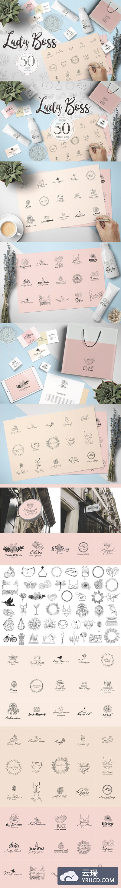 漂亮女性时尚品牌标示素材下载[ai,eps,psd,png,jpg]