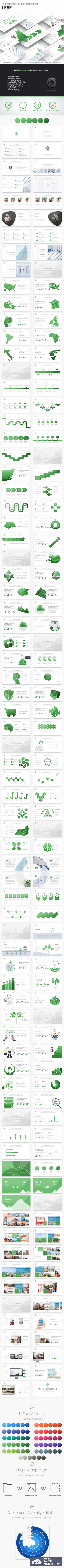 清爽的绿色系企业PPT图表类模版下载[Keynote]