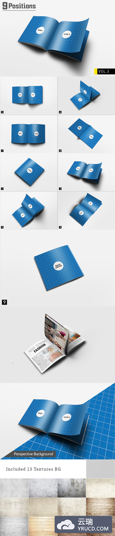 正方形小册子画册设计展示模型Mockups