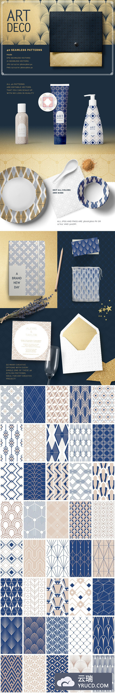 40款日系几何图案无缝背景素材[ai,eps,pdf,jpg]