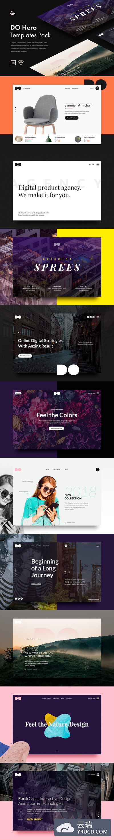 10款时尚网页界面UI设计打包下载[sketch,psd]