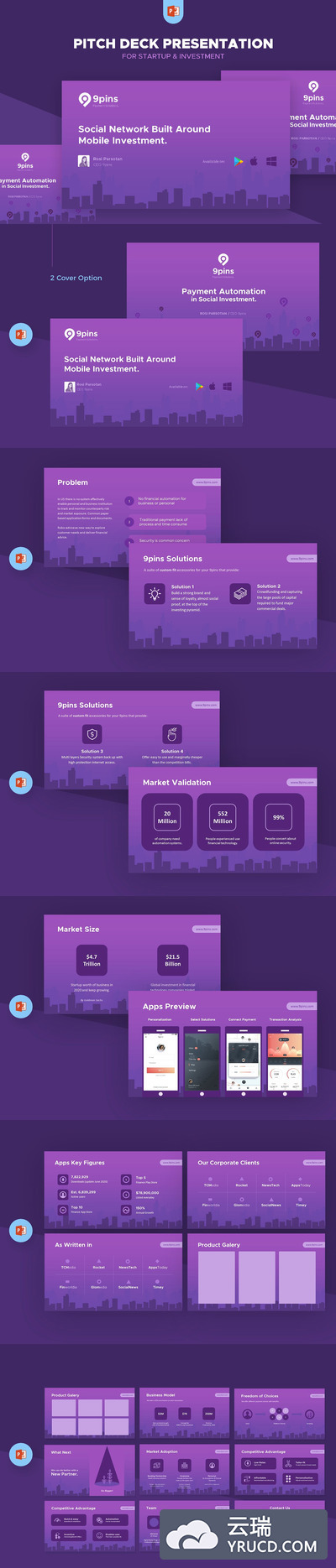 时尚极简介绍公司的PPT模板下载Pitch Deck Presentation[pptx]