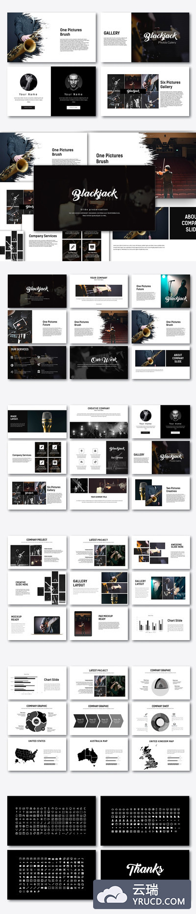 带有中国风水墨元素的高端创意商业powerpoint幻灯片演示模版（ppt）