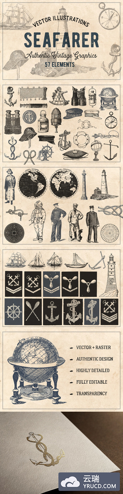 古老怀旧的航海类矢量素材下载[eps,png]