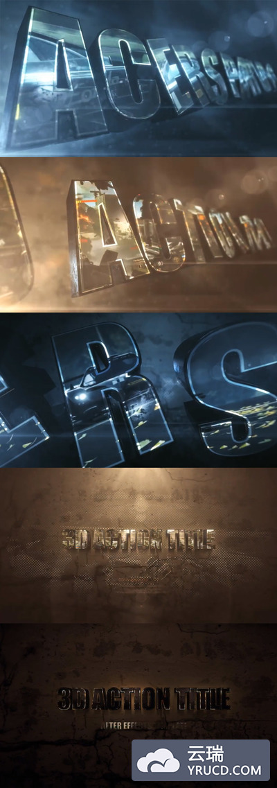 震撼的电影级别3D立体金属质感AE设计模板