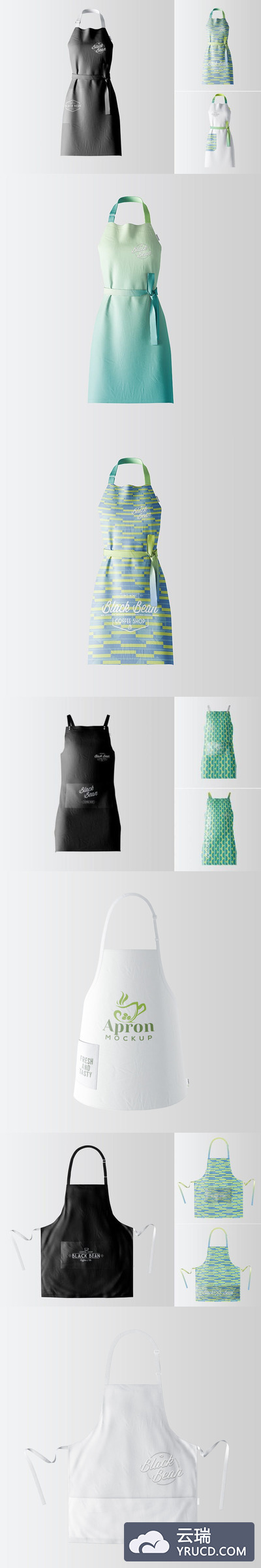 样机 | 餐厅家庭厨房不同类型的围裙高分辨率psd