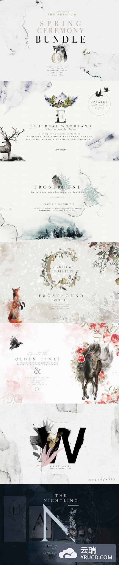 惊人的图形，动物，花卉，飞溅，背景，字母等大捆绑