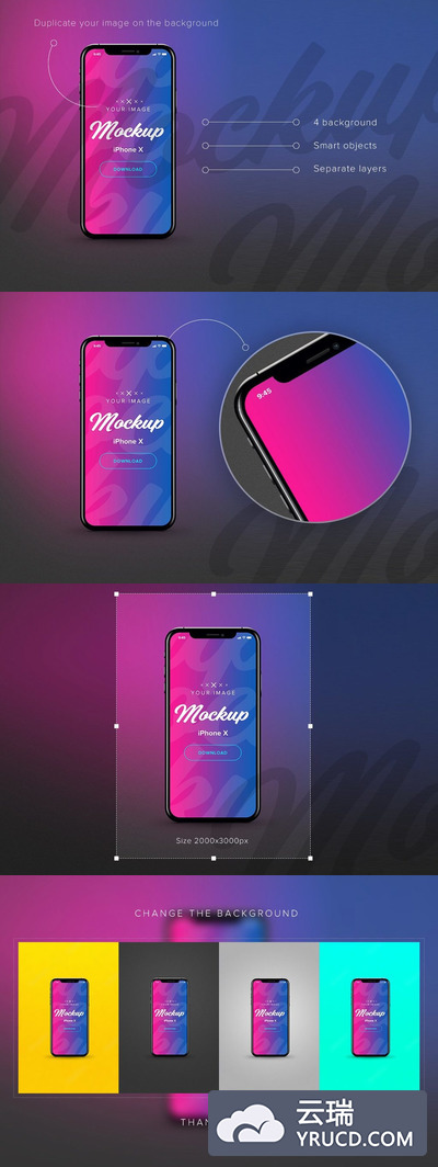 优质实用的iphone X mockup打包下载[psd]