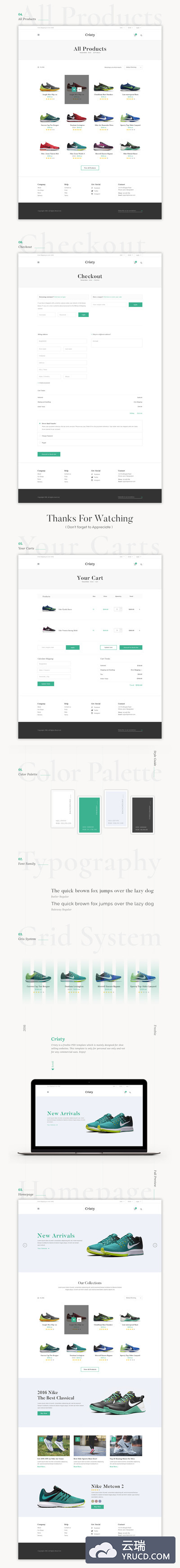 时尚简约电子商务网站UI KITS设计模板