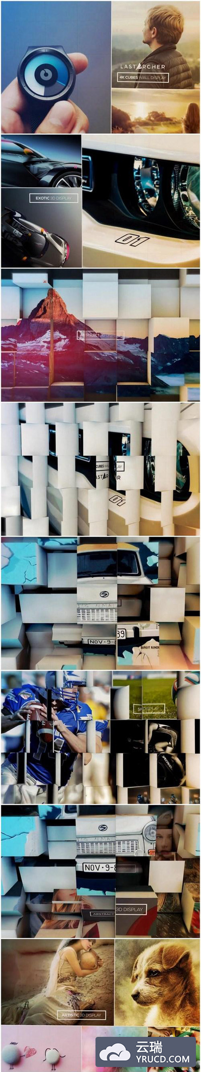 高品质的4K3D立体墙面AE视频设计模板