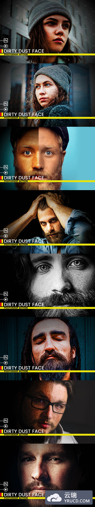肮脏灰尘的脸部处理PS动作下载[ant]