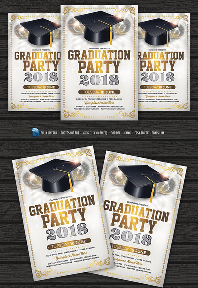 大气的毕业派对传单海报模板PSD