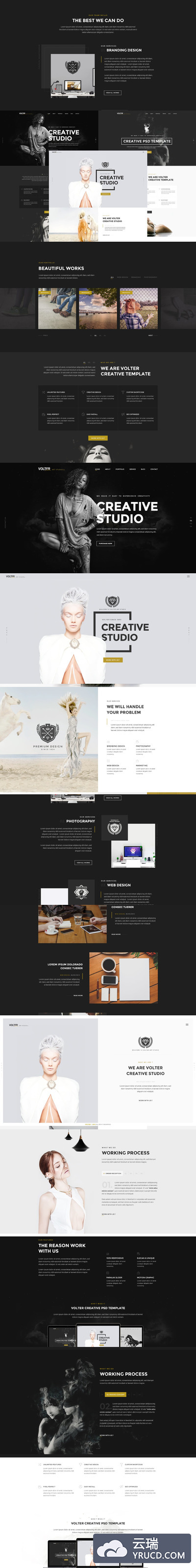 高端时尚的创意网站设计模板WEB UI KITS