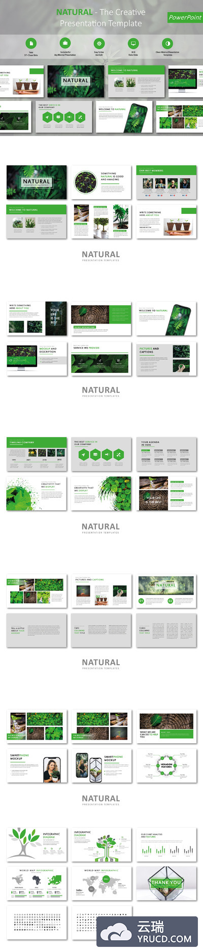 绿色自然创意现代风格PPT模板