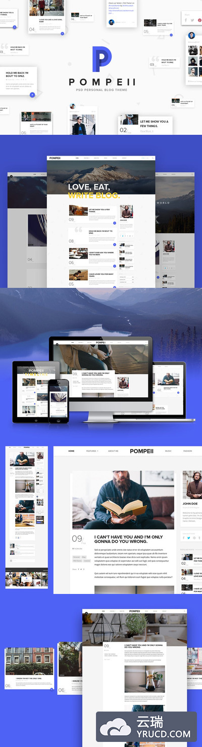 模板 | 创意个人博客PSD响应式网络设计网格系统