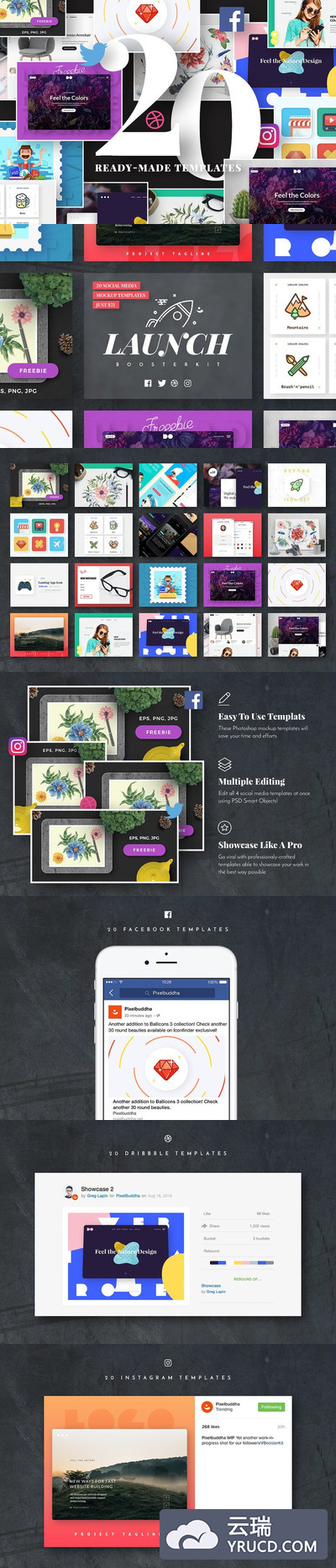 UI | 20个原生尺寸模板出色的社交媒体促销图片