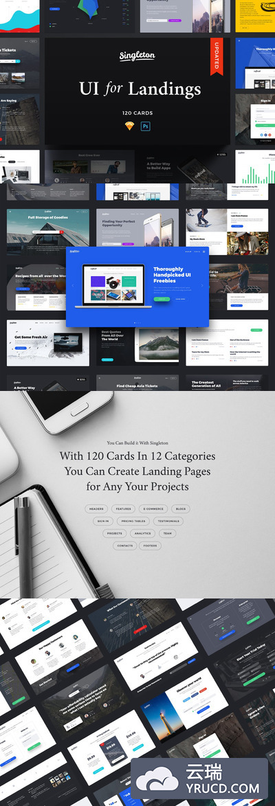 高品质的时尚高端单页网站（落地页）网页模板下载（PSD&Sketch）