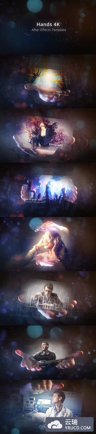 AE 实拍手拖场景4K开场动画