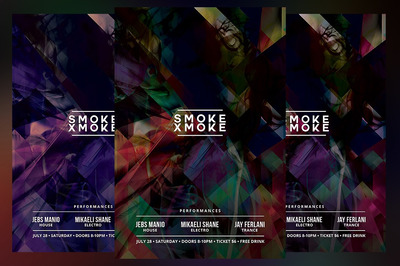 神秘烟雾效果的音乐Paty海报模板下载[psd]