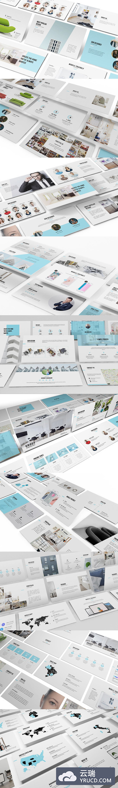 适合室内设计主题的多功能powerpoint幻灯片设计模板（ppt）