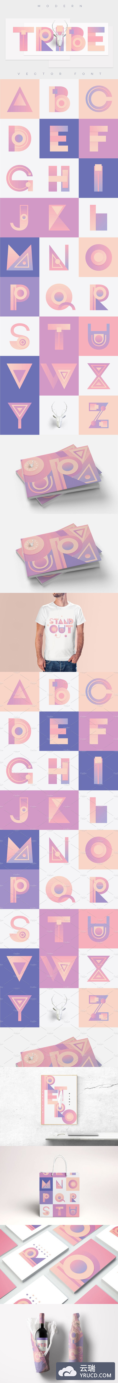 一组几何图形组合字母表素材下载[ai,eps,png,jpg]