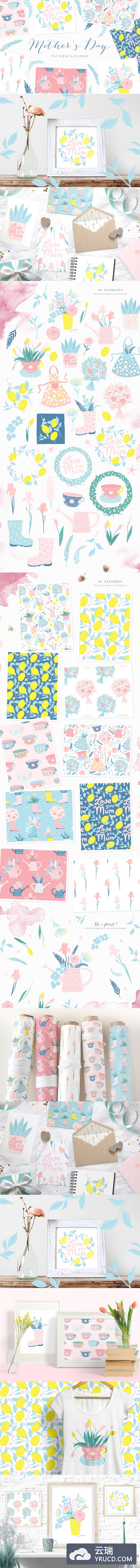 母亲节的印花和图案