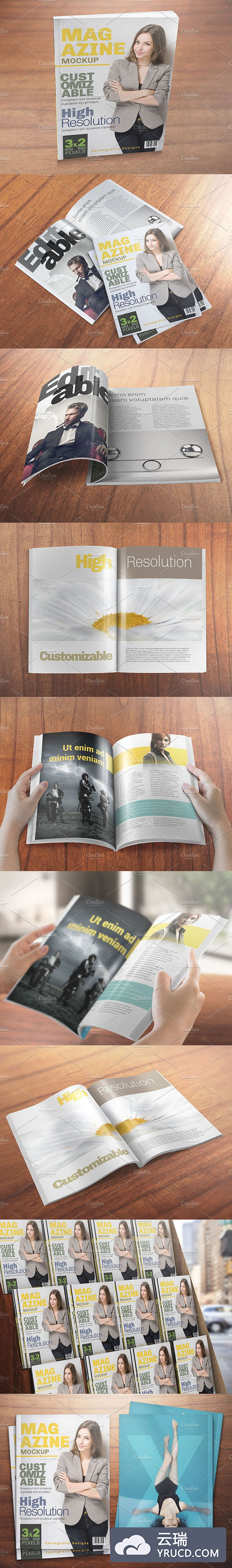 干净的高分辨率杂志模型