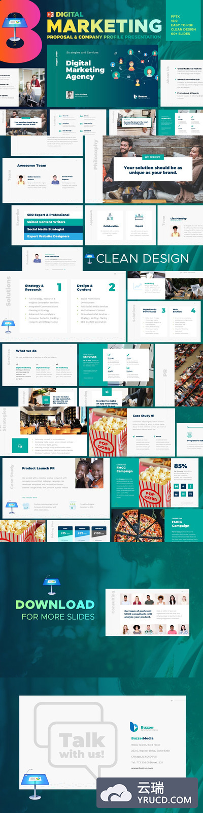 非常适合市场营销的多功能时尚高端keynote幻灯片演示模版（key）