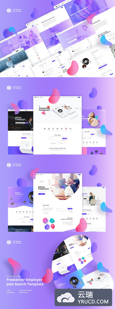 简约时尚高端配色的多功能网站设计模板（psd）