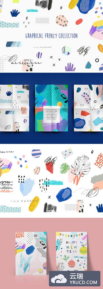 矢量 | 缤纷色彩和生动的图形形状精致抽象的艺术作品