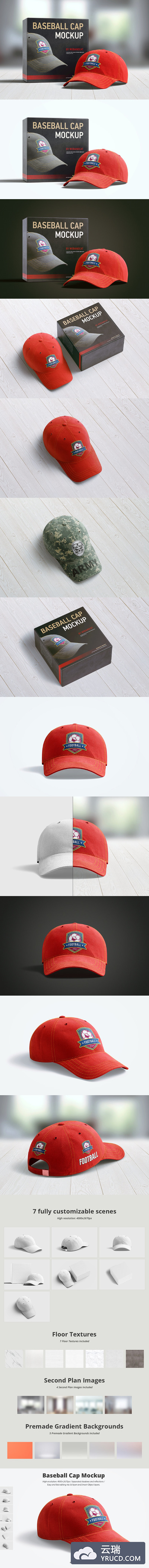 棒球帽图案设计展示模型Mockups