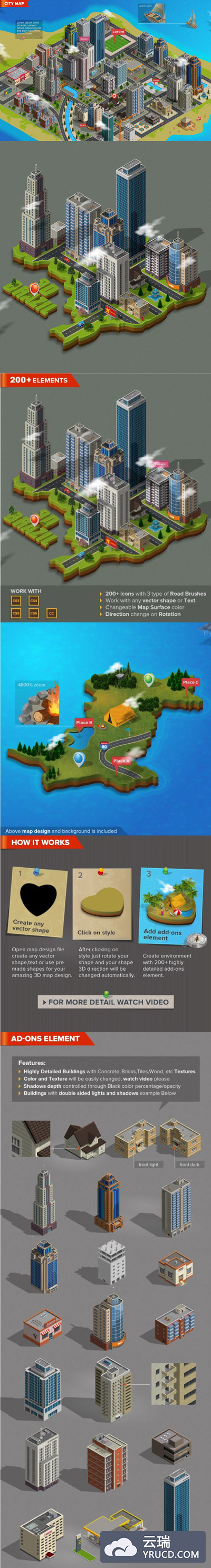 矢量3D立体等轴城市建筑生成器