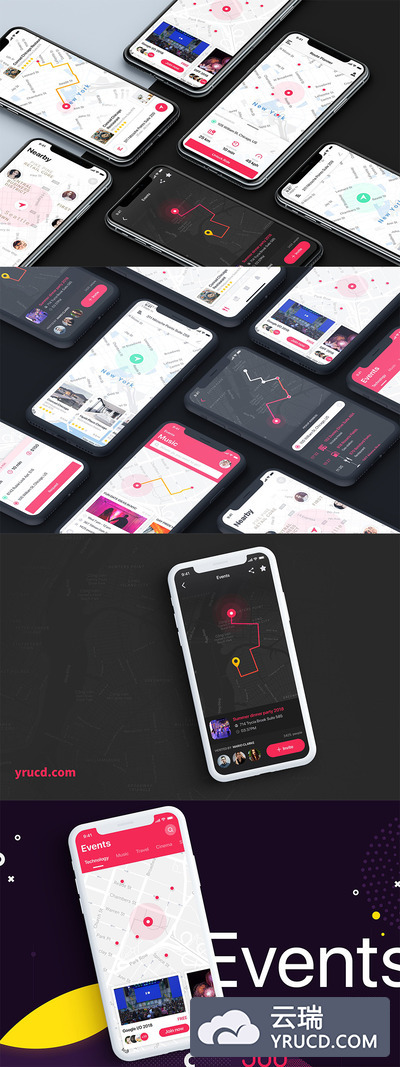 高品质的时尚地图/位置APP UI KITS(SKETCH)