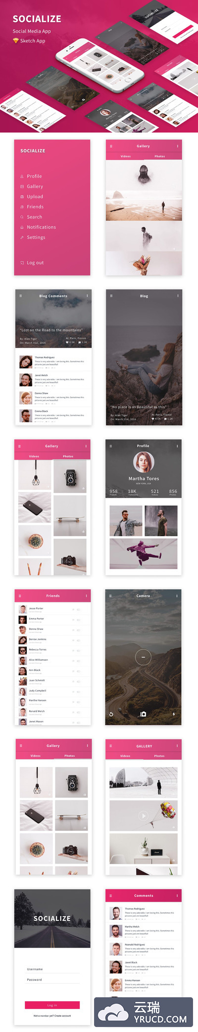 时尚社交媒体移动APP UI KITS