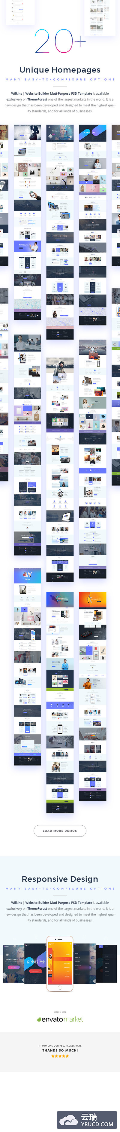 高端时尚的多用途网站建设者PSD设计模板