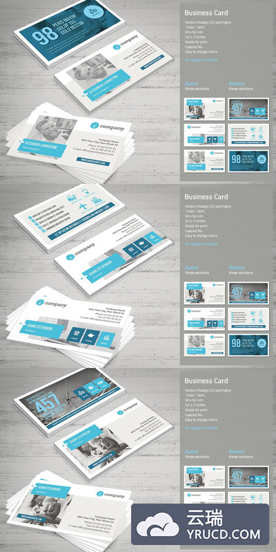 优雅极简的商业化名片设计模板下载[indd]