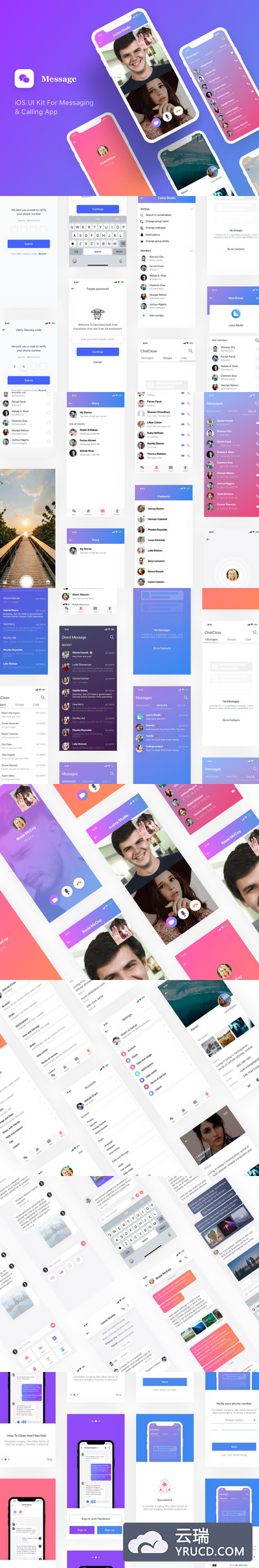 iOS 信息聊天交流类APP UI Kits模板[Sketch]