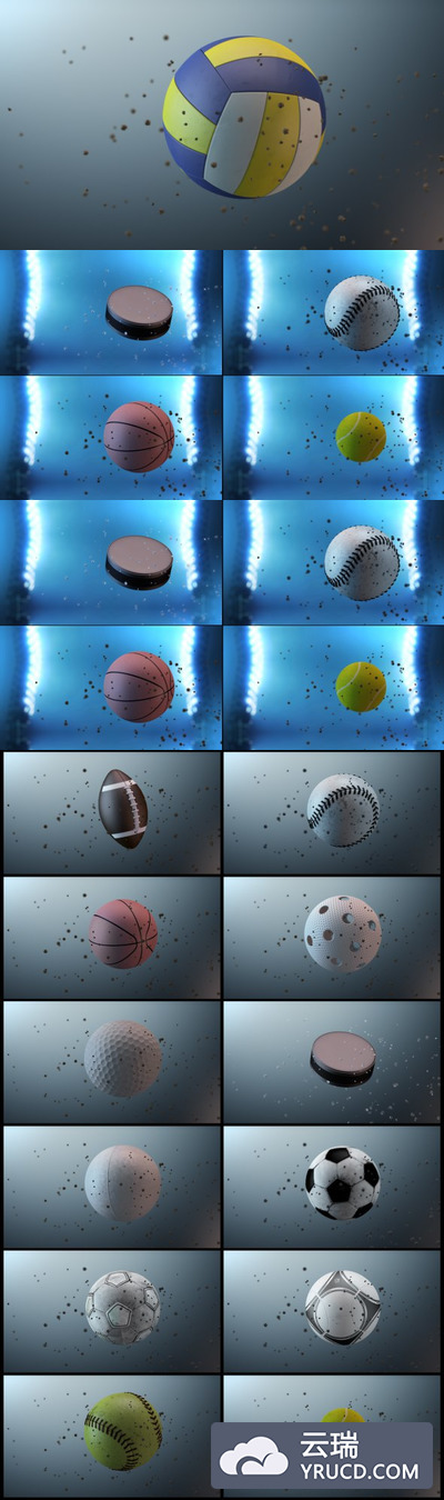 体育用品球类开场动画特效AE模板下载[aep]