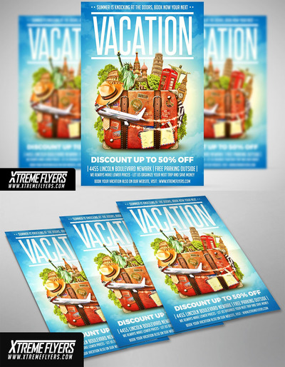 旅行社度假假期特色传单海报模板PSD