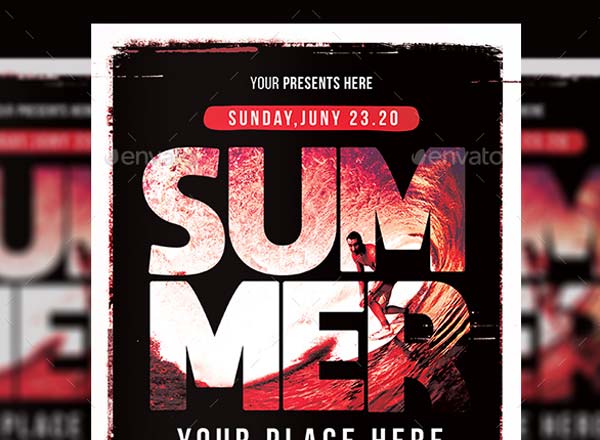 夏季海边冲浪运动特色传单海报