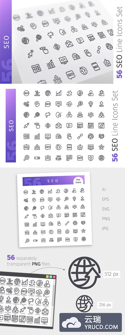 56款搜索引擎类线形矢量图标下载[ai,eps,svg,png,jpg]