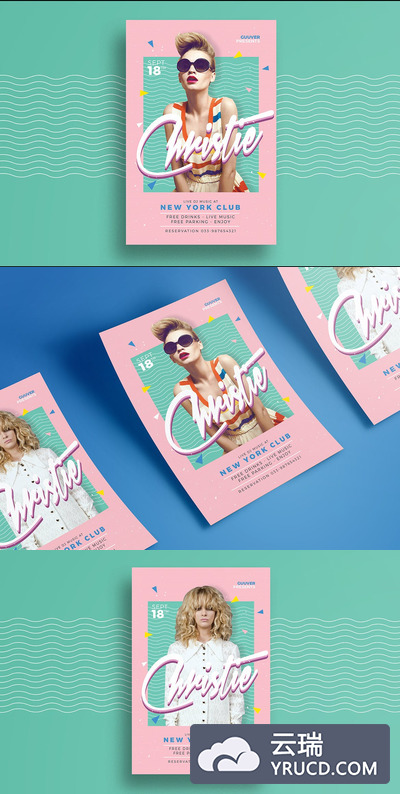 高端时尚90年代复古风格海报传单DM设计模板