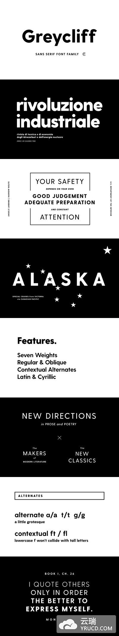 无衬线英文字体 Greycliff CF: geometric sans font