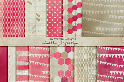 粉红系甜蜜风格背景纹理 Sweet Honey Digital Paper