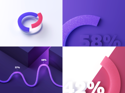 高端时尚绚丽的果冻立体效果大数据信息图表