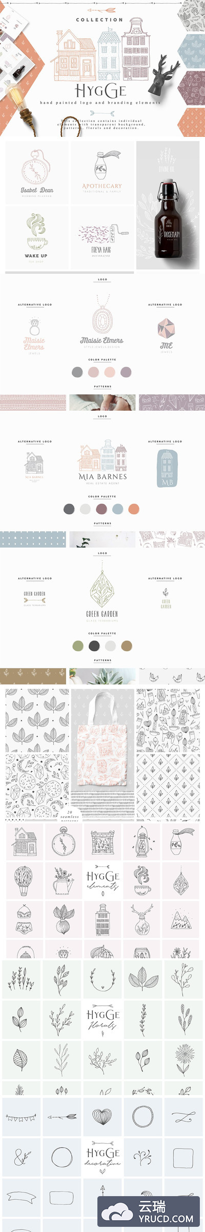 手工绘制 Logo & 品牌元素素材包 Hygge Collection Pro